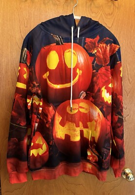 HALLOWEEN ALL OVER PRINT JACK-O-LANTERNS HOODIE HOODED SWEATSHIRT