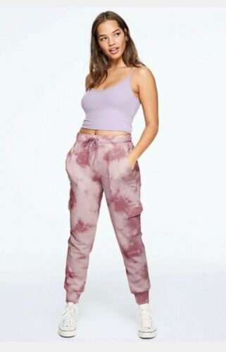 Victoria Secret PINK Cargo Jogger Pants  Sweatpants L Comfy gym  Large Tie Dye - Picture 1 of 4