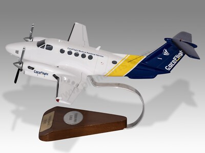 Beechcraft B200 Super King Air CareFlight Solid Mahogany Wood HandcraftedDisplay