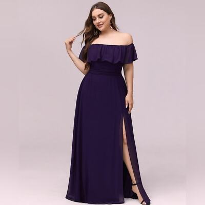 ever pretty purple bridesmaid dresses Ever Pretty Bridesmaid Dress Chiffon Ruffle Off the Shoulder Purple Size XL