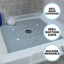 65% MORE COVERAGE! SlipX Solutions Solid Gray Extra Large Shower Mat (27")