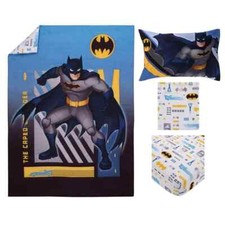 NWT WOW NOJO DC BATMAN 4 Piece Toddler Bed Set Comforter Sheets Pillow Case