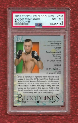 2013 TOPPS UFC BLOODLINES CM CONOR McGREGOR PSA 8 NM-MINT ROOKIE RC POP 22