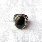 Natural Bloodstone 925 Sterling Silver Handmade Ottoman Mens Rings Jewelry #337