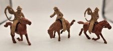 Vintage Marx Bar M Ranch Playset 3 Light Brown Cowboy Figures  Brown Horses