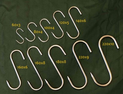 PREMIUM Fleischhaken Fleischerhaken Metzgerqualität 60x3 bis 220x10 Edelstahl 