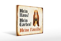 Holzschild Hund 40X30Cm Bassett Mein Haus Garten Familie