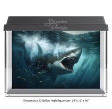 Shark Great White Wave Polyester Fish Tank Glass Backdrop Aquarium Background