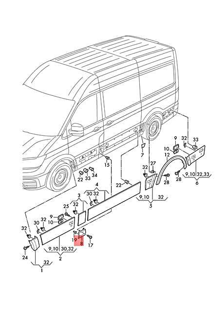 Genuine VW Crafter E-Crafter SCB Protective Strip For B-Pillar 