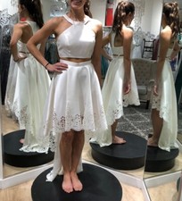 Sherri Hill 2 Piece Dress, Hi-Low, Ivory, Size 2, Prom, Pageant, Wedding, Party