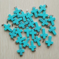 Fashion Blue Turquoise Cross Charms Pendants for DIY jewelry 50pcs/lot Wholesale