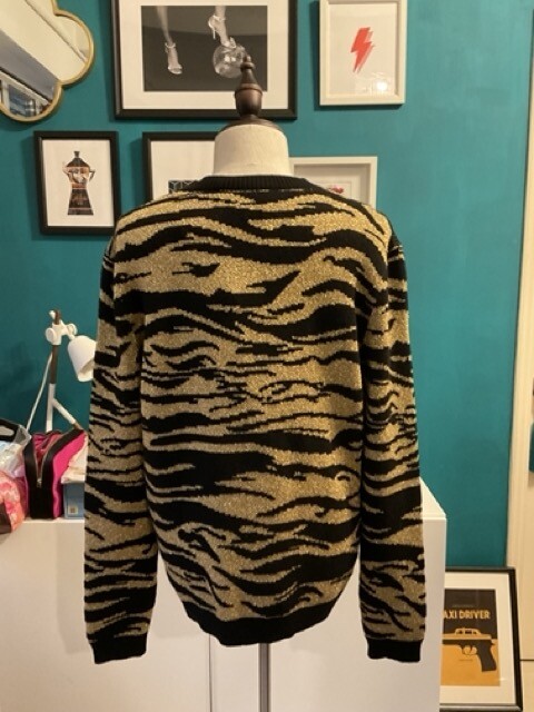 Gucci Men Black & Gold Jacquard Tiger Sweater/Pullover SIZE
