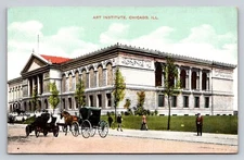 c1910 Art Institute Horse Buggy People Car People  Chicago Illinois P480