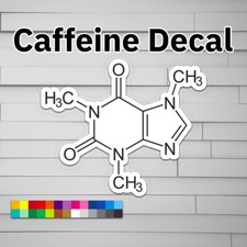 Caffeine Decal vinyl Sticker, Car laptop window tumbler water bottle Molecule