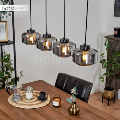 Pendel Lampe Modern Wohn Schlaf Ess Zimmer Küche Glas Hänge Leuchte Rauchfarben