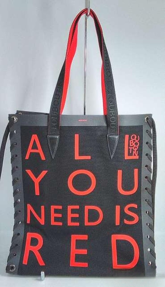 Christian Louboutin CABALACE SMALL Canvas Tote Bag Black Logo