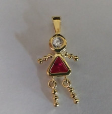 Gold Vermeil Sterling Silver Girl Birthstone Pendant Red Ruby July