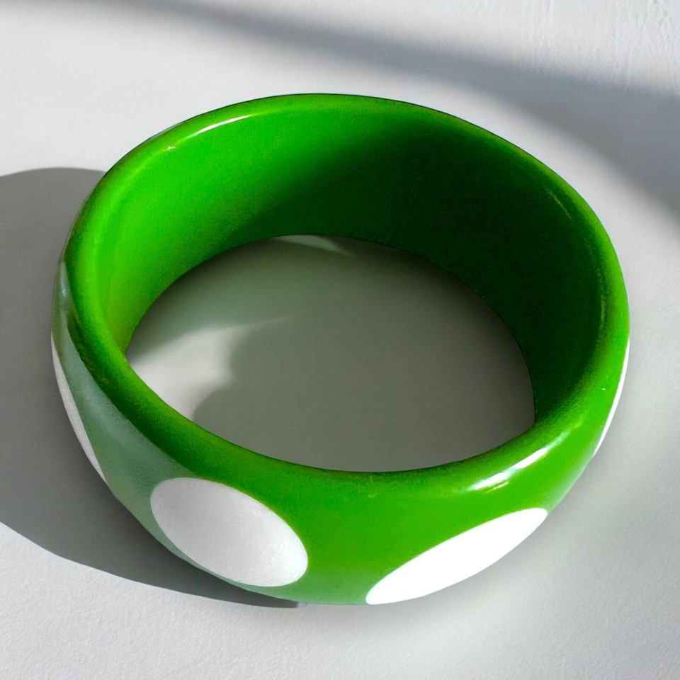 Green Polka Dot Bangle Bracelet Wide Lucite Vintage Retro Mod 1960s eBay