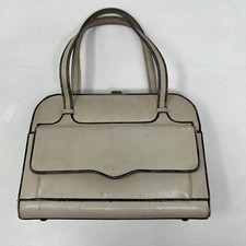 Vintage 1950  /60  s Dofan beige/blk Trim Outside Envelope Handbag Made in France