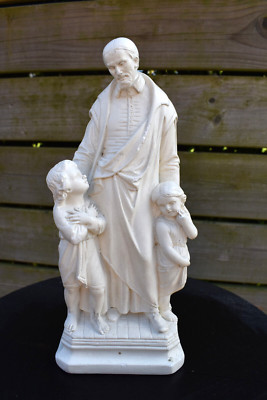 Vintage chalk Saint Vincentius statue 1970