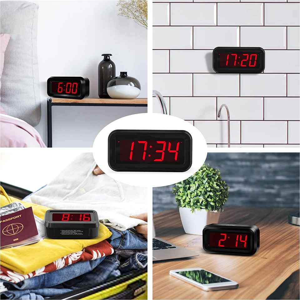 Alarm Clock, LED Digital Clock, Small Wall Clock, Battery Operated