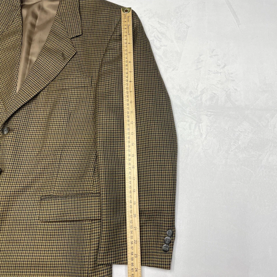 Abrigo Deportivo Jeffrey Banks Para Hombres 42R Marrón Pata de Gallo Blazer Chaqueta Mezcla de Lana Foto 4 de 4