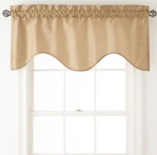 Royal Velvet Plaza Rod Pocket Scalloped Valance 50"W 21" L Fawn Dark Beige Khaki