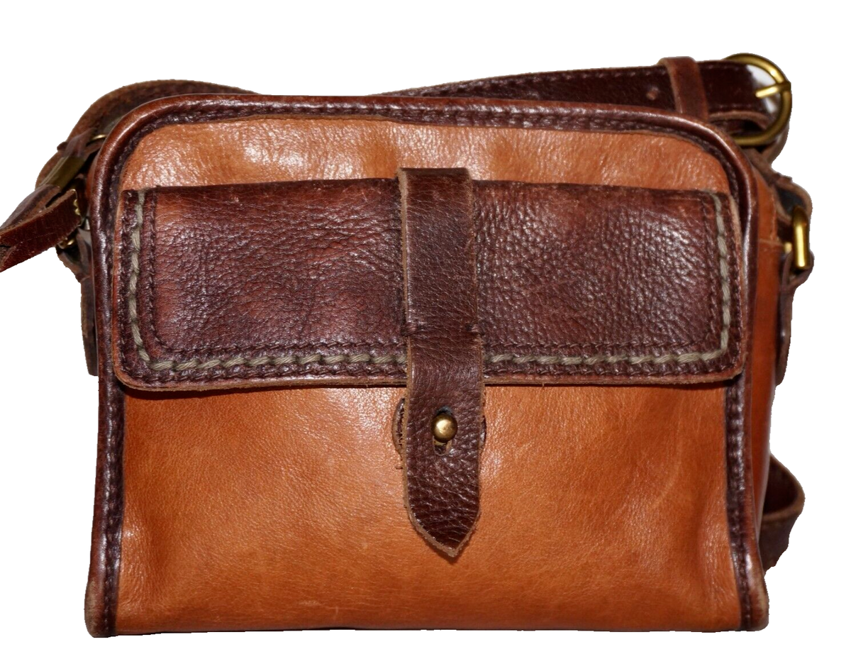 1937 Accessories Small Tan & Brown Leather Crossbody 1937 Accessories Small Tan & Brown Leather Crossbody