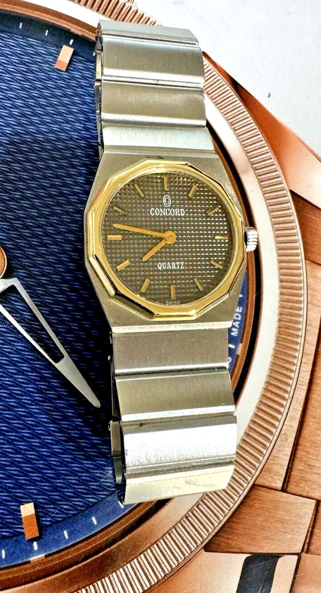 Concord Vintage Mariner Mens Charcoal Date 2tone Swiss Quartz