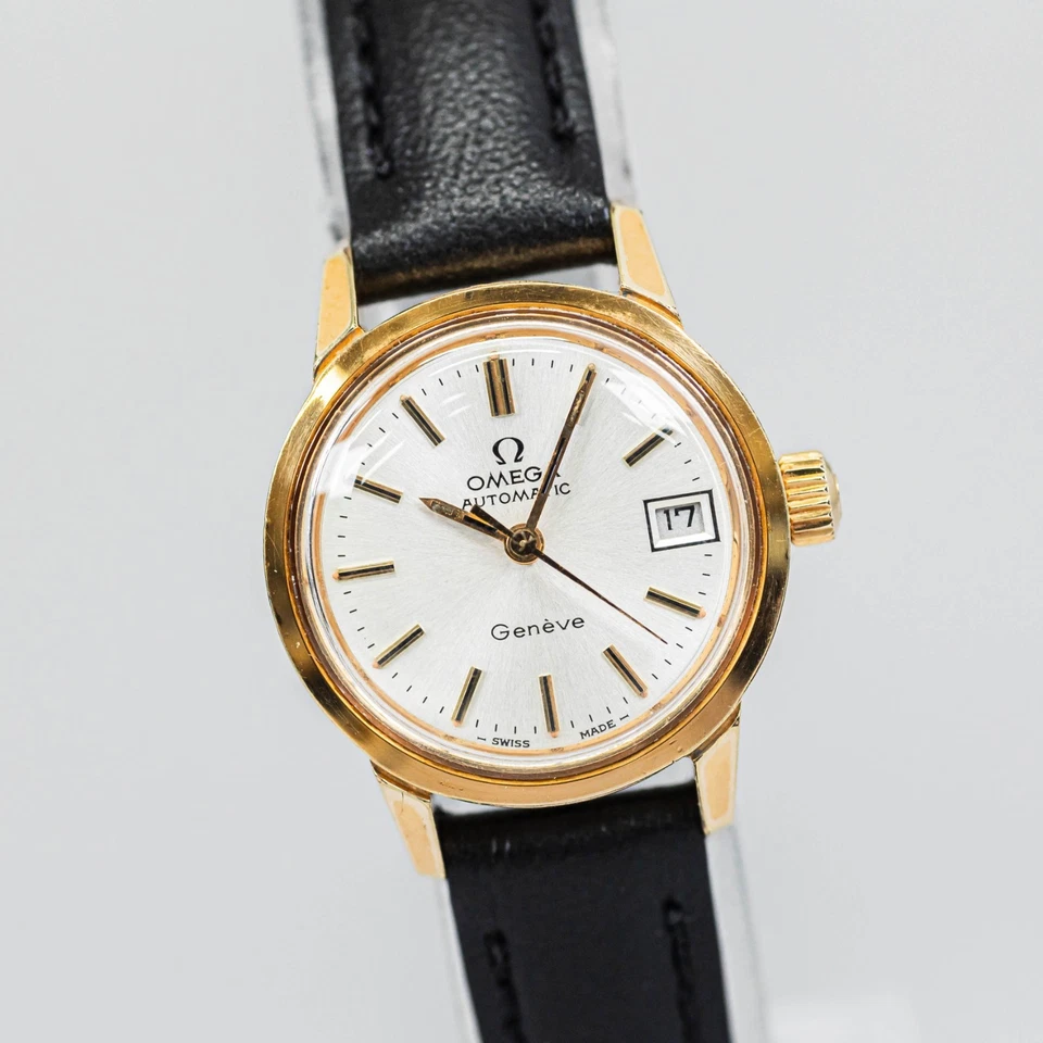 Sin aranceles *casi como nuevo con papel* OMEGA 1973 Geneve Cal.684 automático 22 mm para mujer Foto 4 de 4