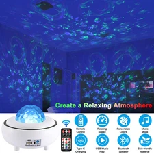 Starry Sky Water Wave Projection Light USB Bluetooth Music Atmosphere Decor Lamp