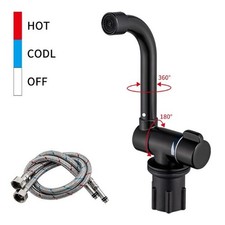Single Cold Water Brass Basin Tap with Rotating Spout for RV Campervan Bathroom