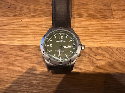 WATCH Vintage Timex Expedition Watch 905 With Green Dial USED