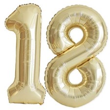 18 Balloon Number, 40 Inch Champagne Gold Foil Number 18 Champagne Gold