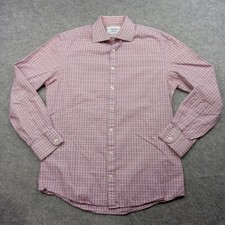 Charles Tyrwhitt Shirt Mens 16 34 Red Check Extra Slim Fit Dress Long Sleeve