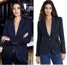 L'Agence Chamberlain Navy Blue Sequin Blazer Size 2