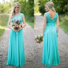 Bridesmaid Dresses Chiffon A Line Wedding Party Gown Empire Open Back Prom Dress