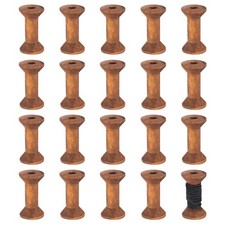 20Pcs Antique Wooden Empty Spools, 1.57/ 40mm Empty Thread Spools Wooden Ribb...