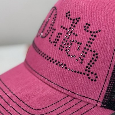 NWT Von Dutch Rhinestone Trucker Hat - Dark Pink With Black  display picture 1