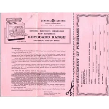 1957 GE Automatic Keyboard Range & Pillsbury Bake-Off Leaflet Mailer AE2