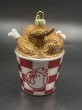 Fried Chicken Bucket Glass Christmas Ornament Whimsical Glitter Creative Co-Op