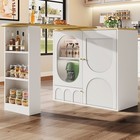 Kitchen Island w/ Expandable Table Sideboard Bar Dining Table Storage Cabinet