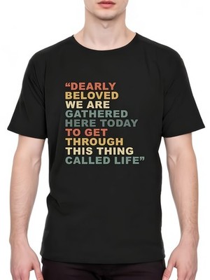 Prince 'Dearly Beloved' T-Shirt with Let's Go Crazy Lyric - Retro Music Tee fo