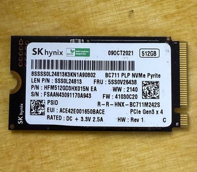 SK Hynix BC711 512 GB PCIe Gen3 42mm Solid State Drive NVMe SSD