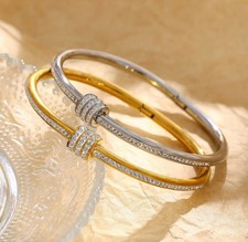 18K Gold Plated Bracelet Women Stainless Steel Diamond Luxury Design Jewellery