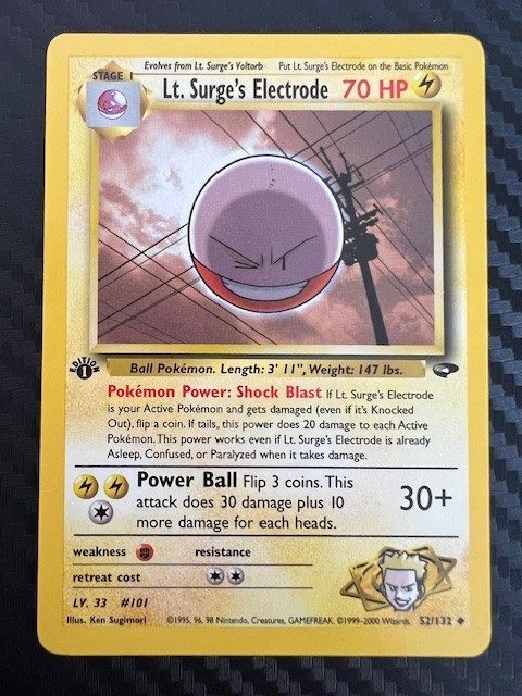 Pokemon TCG Lt. Surge's Electrode Gym Challenge 1st Edition 52/132 Uncommon VLP