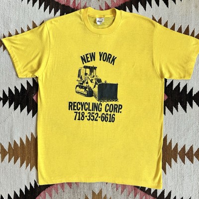 Vintage 1980s  New York Recycling Corp  Bulldozer Stedman Tshirt Sz L - Yellow