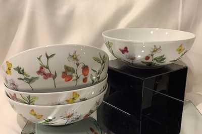 Home to Kitchen H2K Flower Butterfly 6.75  Berry Soup Salad Bowl - Set of 4