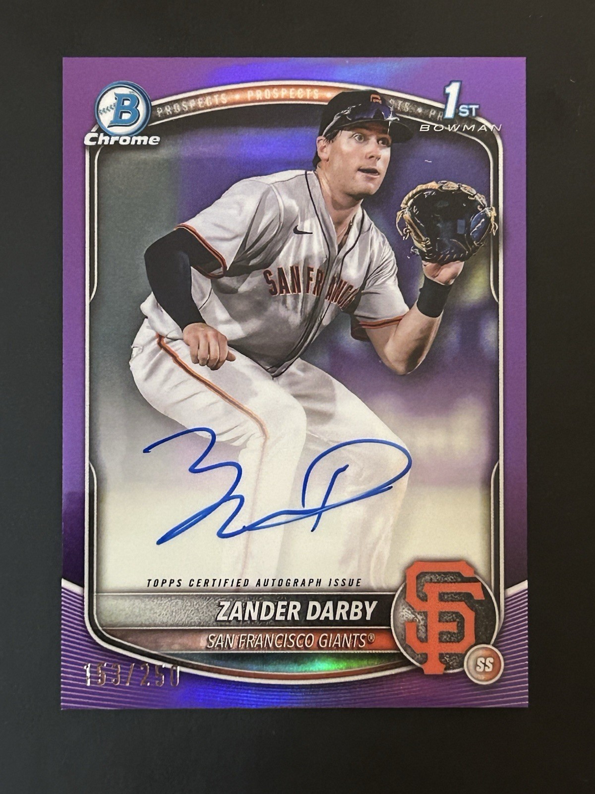 2025 Bowman Chrome Zander Darby 1st Auto Purple #’d 153/250