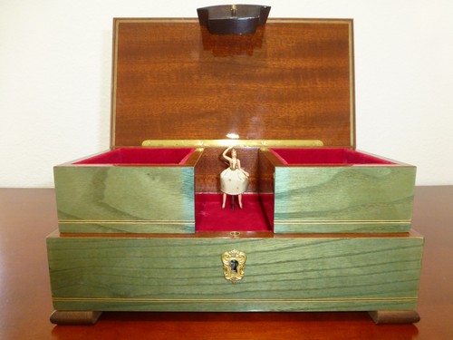 Vintage Swiss Reuge Dancing Ballerina Musical Jewelry Box Automaton (See Video)